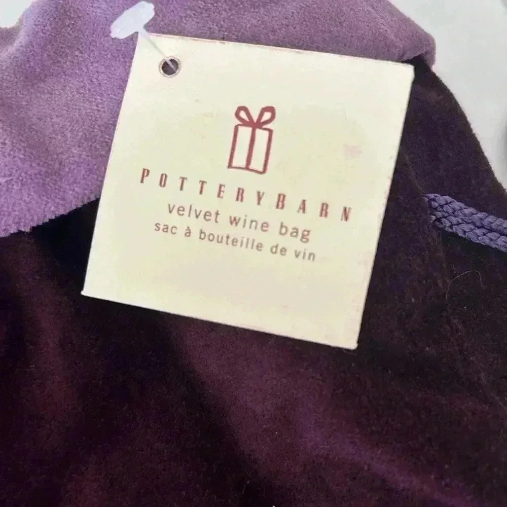 New Pottery Barn Purple Plum Velvet Wine bottle Bag 12